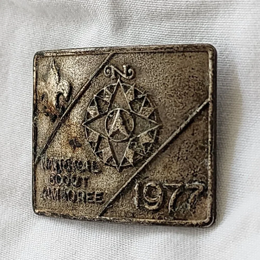 Boy Scouts BSA Vintage 1977 National Scout Jamboree‎ Metal Neckerchief Slide